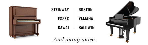 Steinway, Boston, Essex, Yamaha, Kawai, Baldwin and many more.